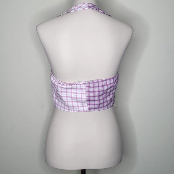 ALT Sabrina Carpenter Lavender Fog Purple Plaid Halter Top Vest‎ Sz M Boho NWOT - Picture 3 of 7